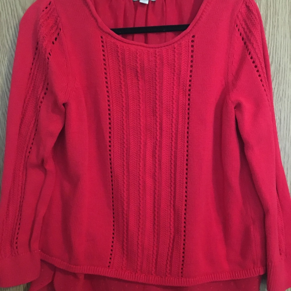 Lucky Brand Red Sheer Back Women’s Sweater Size M